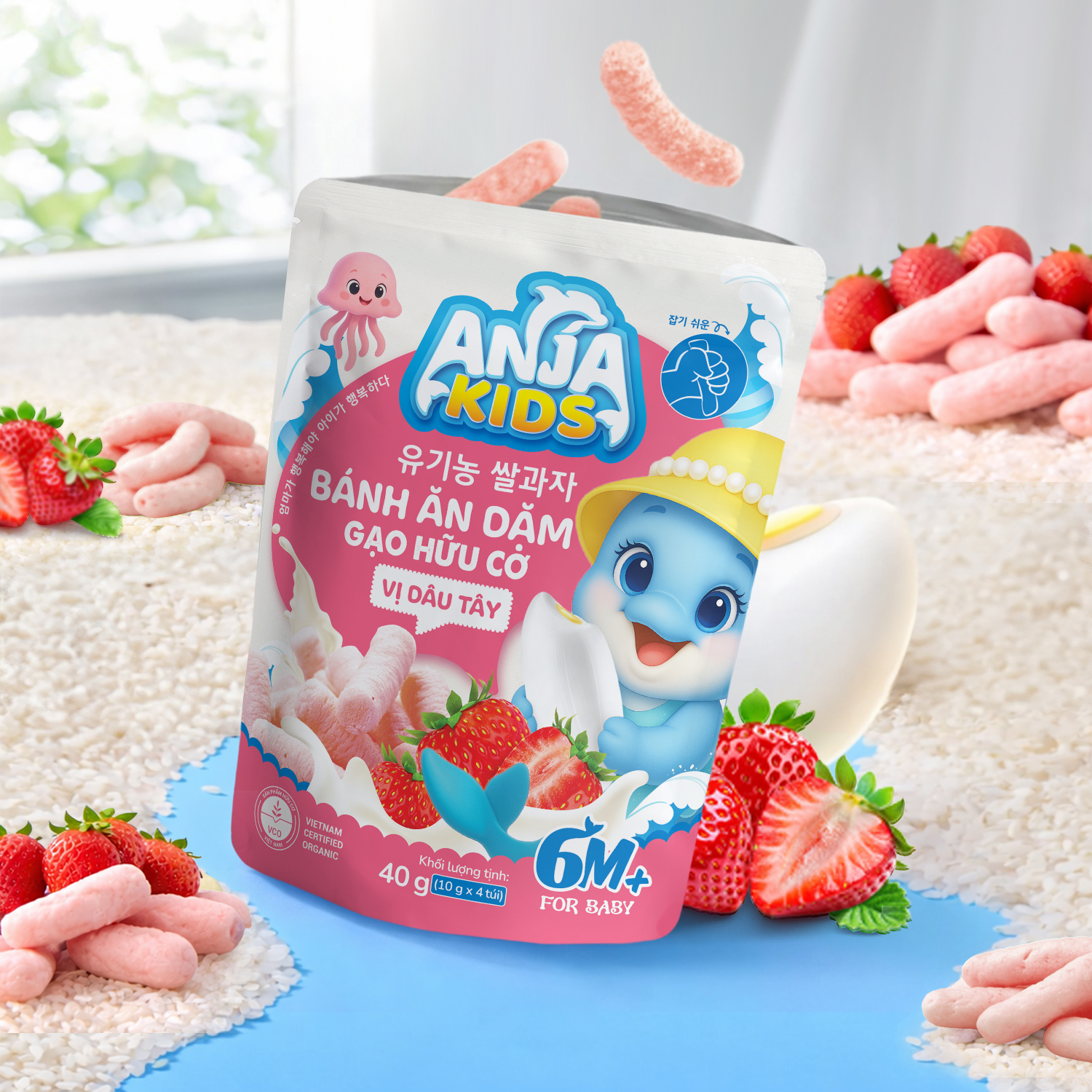 Bánh ăn dặm gạo Organic - Vị Dâu